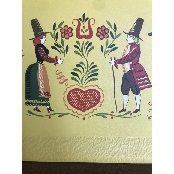 Vintage Kentley Set of 4 Wood Paper Board Serving Tray Yellow Pilgrim Art Deco - Picture 11 of 12